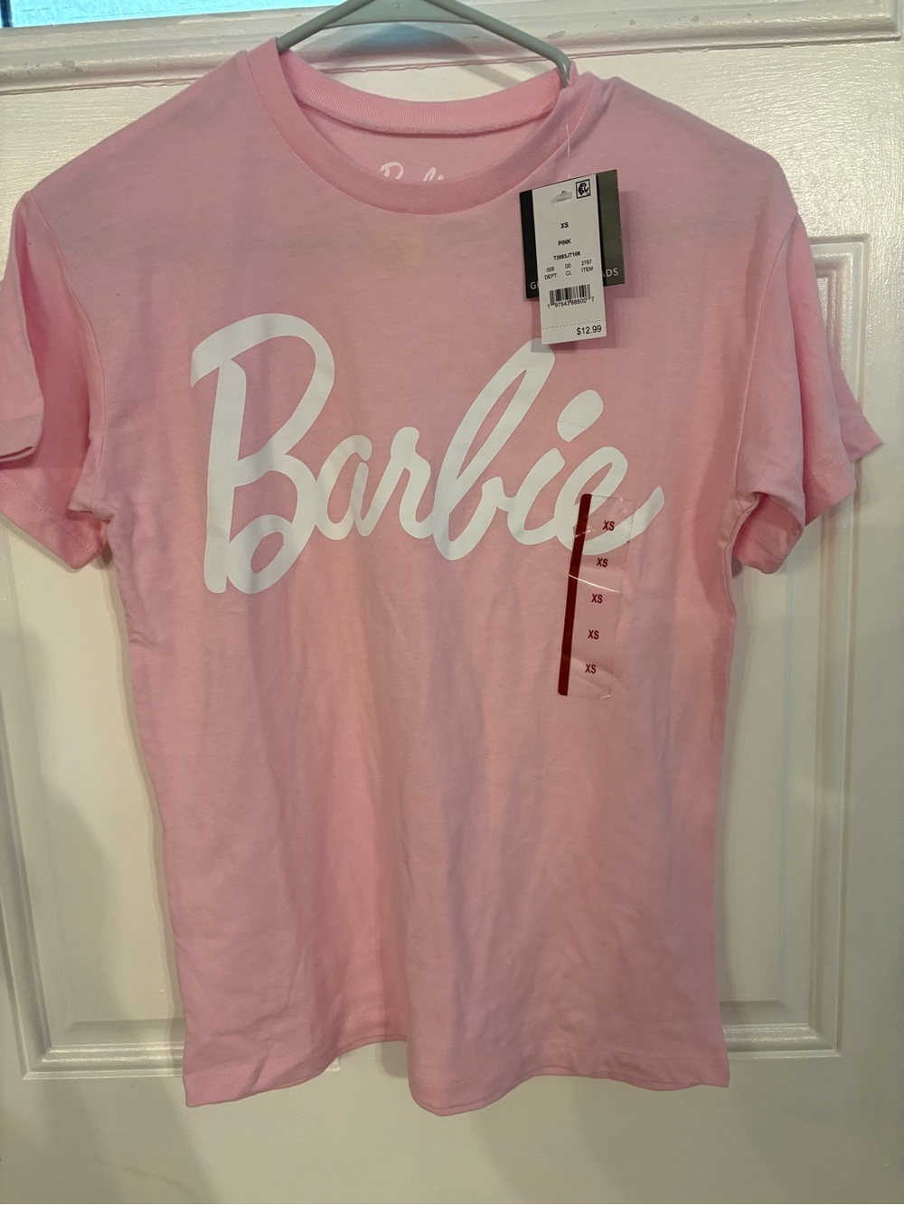 Mattel Barbie Script Tee in Light Pink with White Print